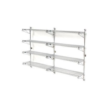 Nexel    Poly-Green    Wall Mount Wire Shelving - 72W X 24D X 63H 4-Shelf Add-On